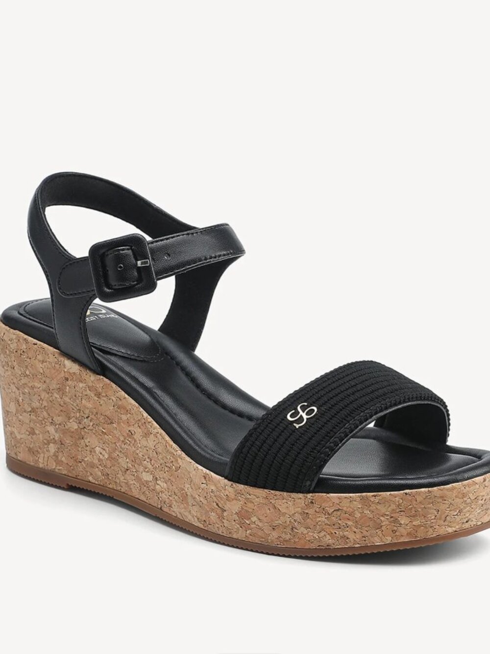 Cosy Island Square Toe Platform Heel Sandals - Black - Size 7.5